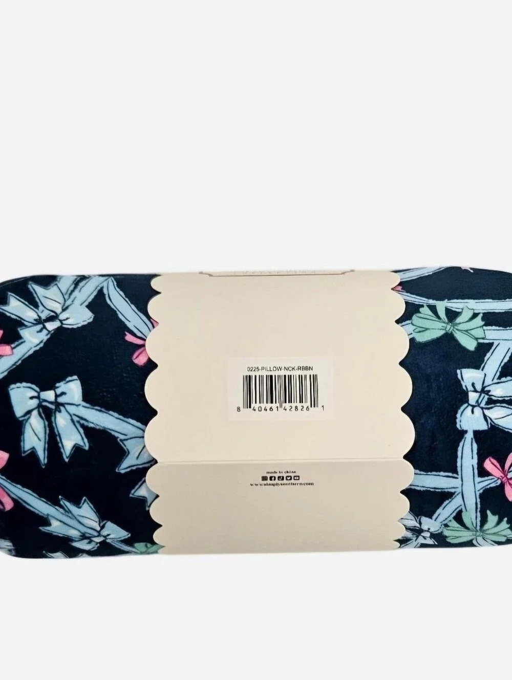 Simply Southern Memory Foam Travel Pillow with pink & light blue ribbon design